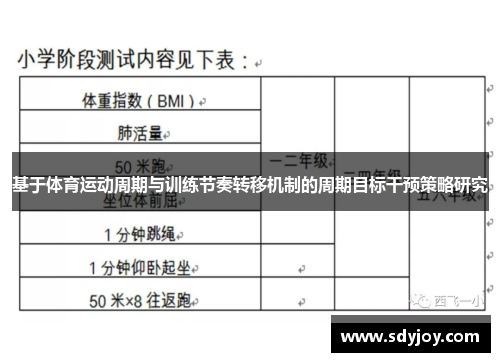 基于体育运动周期与训练节奏转移机制的周期目标干预策略研究